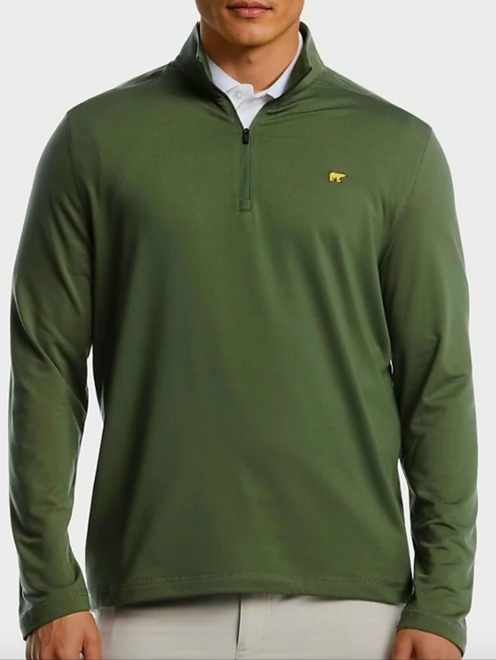 Jack Nicklaus Long-Sleeved Army Green Top with Yellow Bear Logo Xl ,3/4 Zip